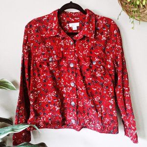 Western Style Corduroy Floral Shirt